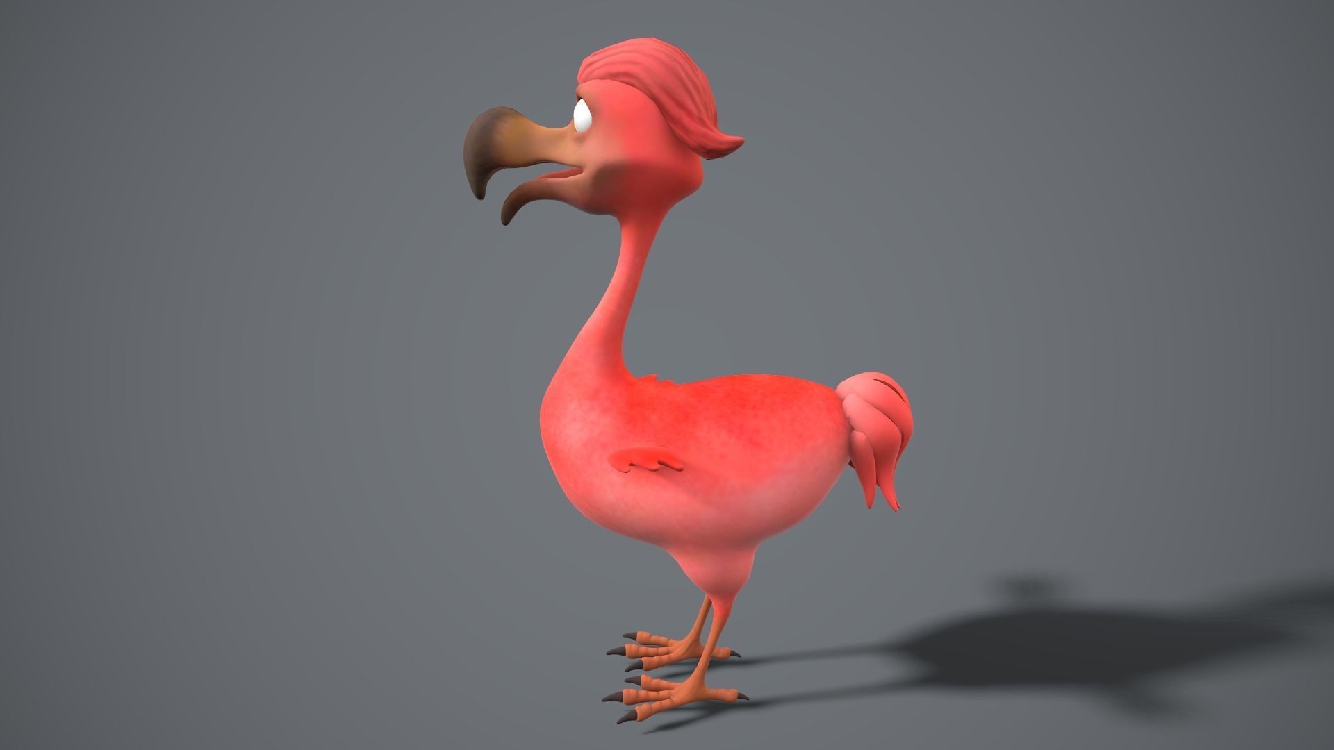 cartoon red bird Low-poly 3D model_13