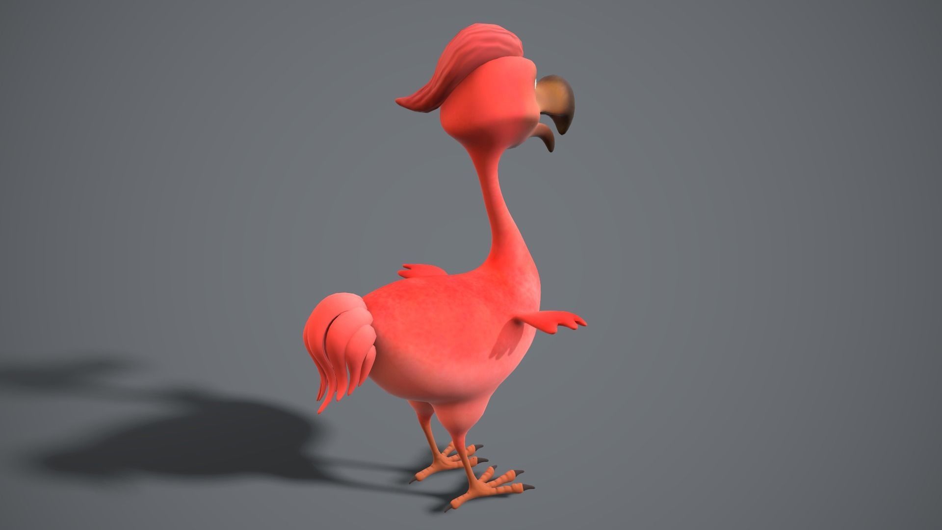 cartoon red bird Low-poly 3D model_10