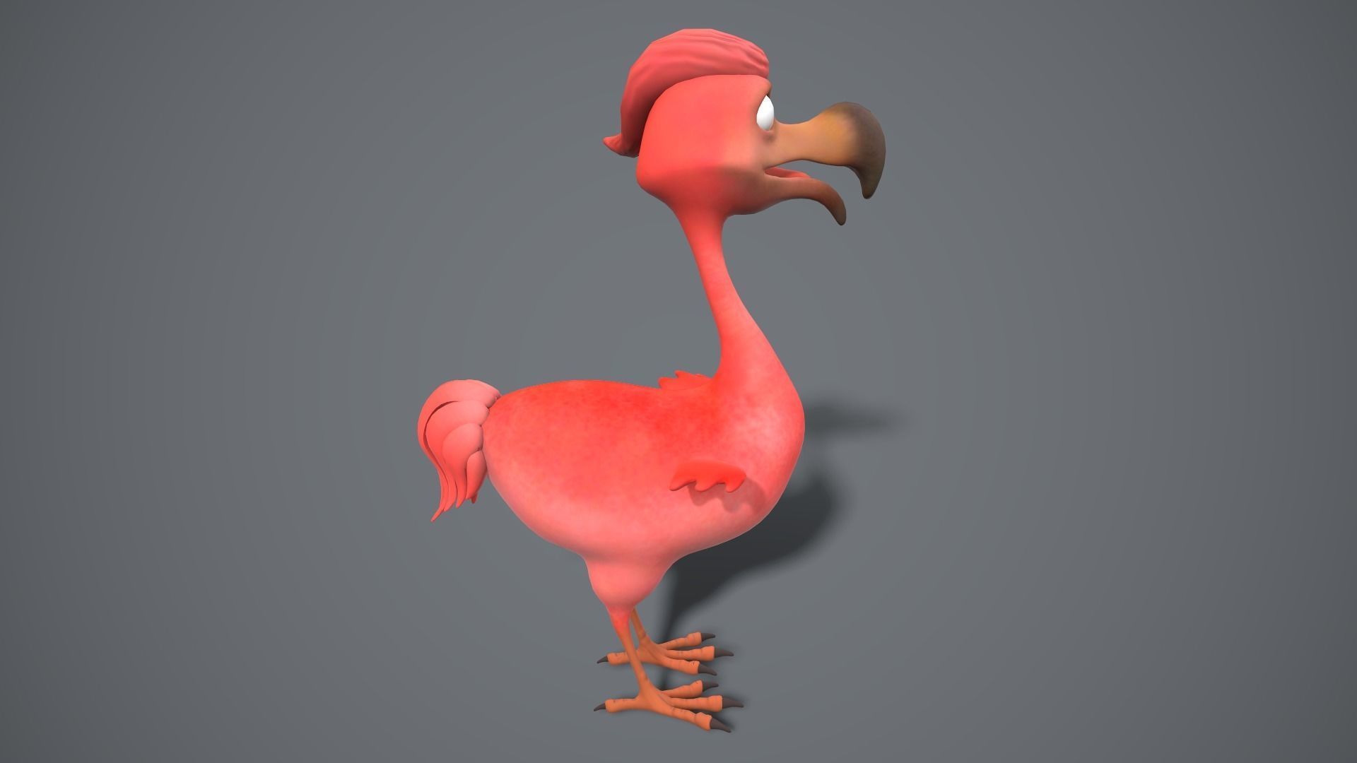 cartoon red bird Low-poly 3D model_9