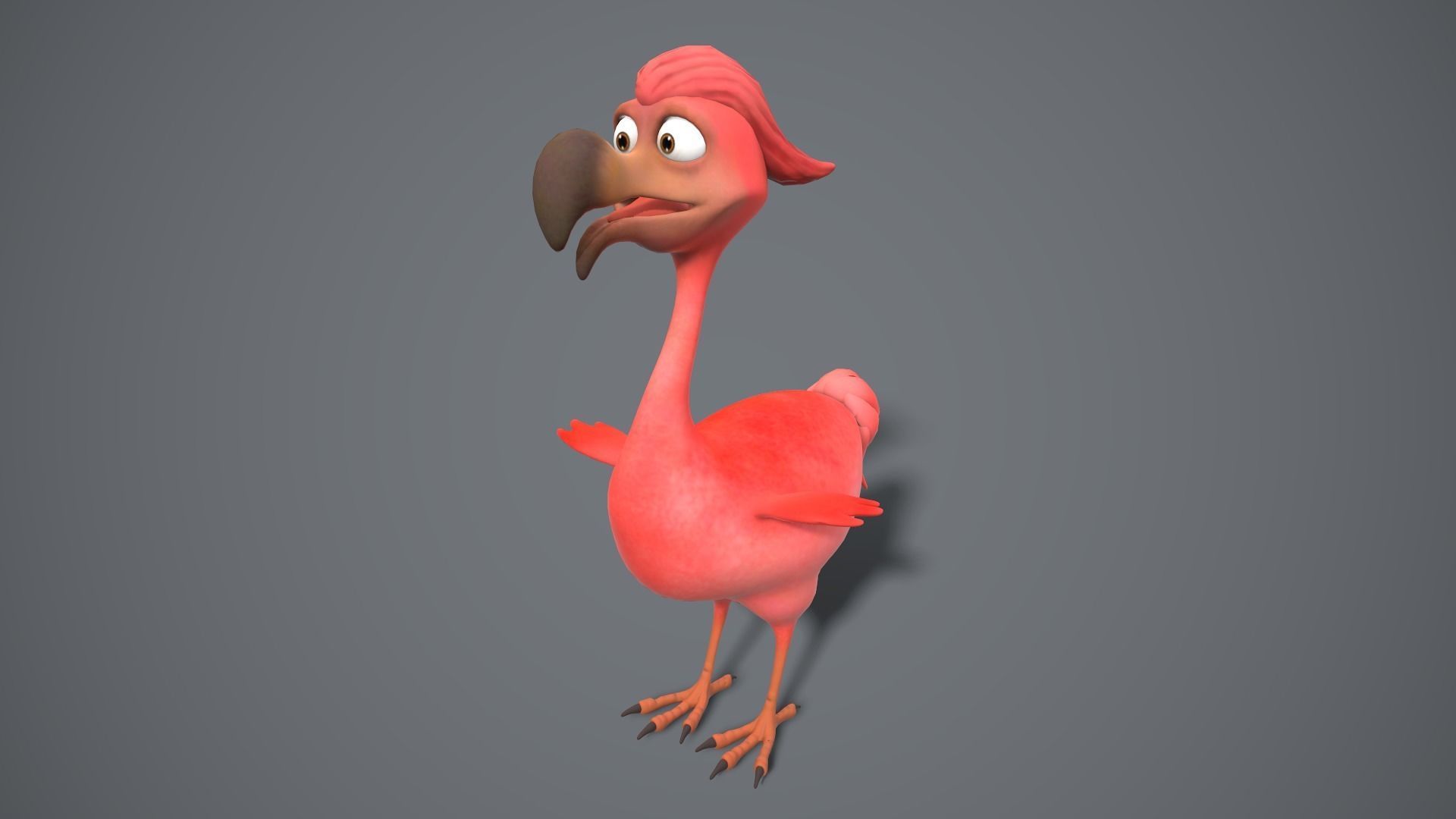 cartoon red bird Low-poly 3D model_14