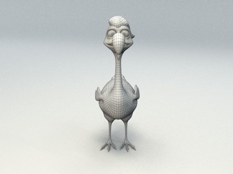 cartoon red bird Low-poly 3D model_7