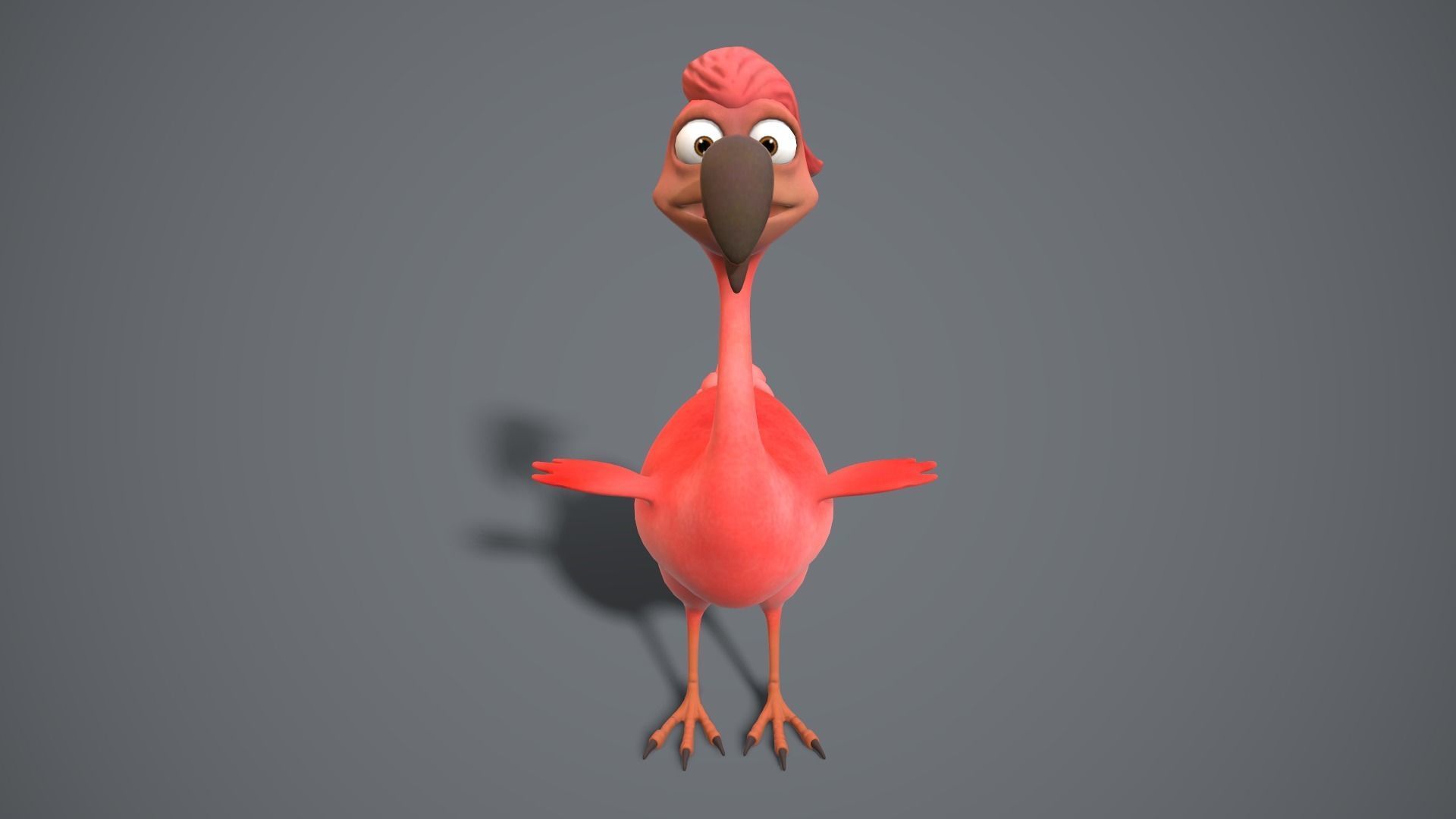 cartoon red bird Low-poly 3D model_15