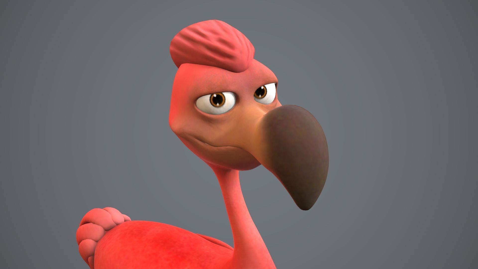 cartoon red bird Low-poly 3D model_2