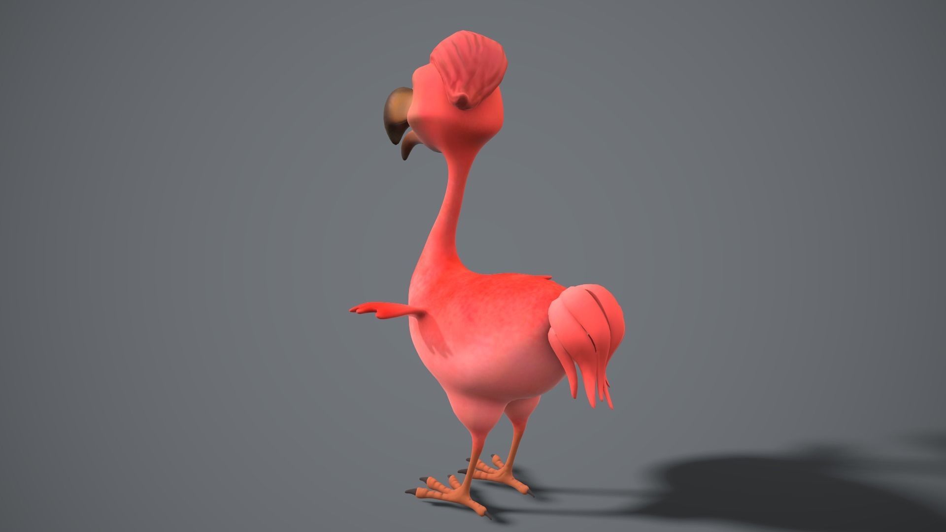 cartoon red bird Low-poly 3D model_12