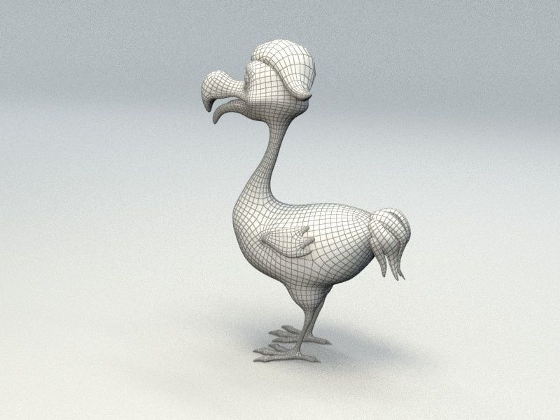 cartoon red bird Low-poly 3D model_6