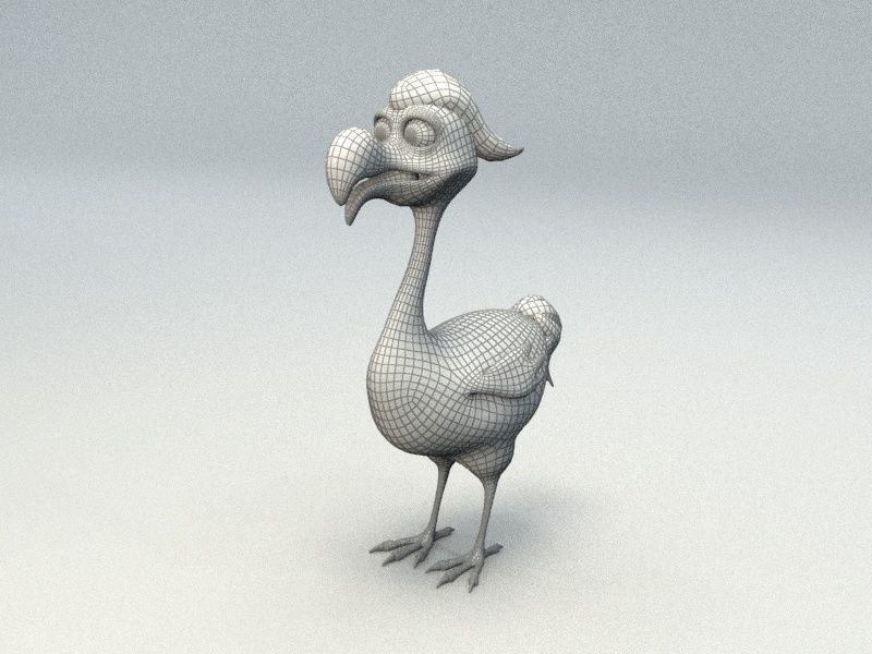 cartoon red bird Low-poly 3D model_5