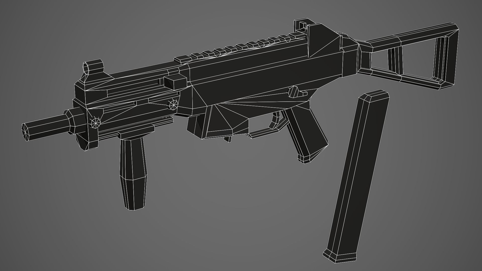 Stylized HK UMP-45 SMG Low Poly Mobile Ready Low-poly 3D model_8