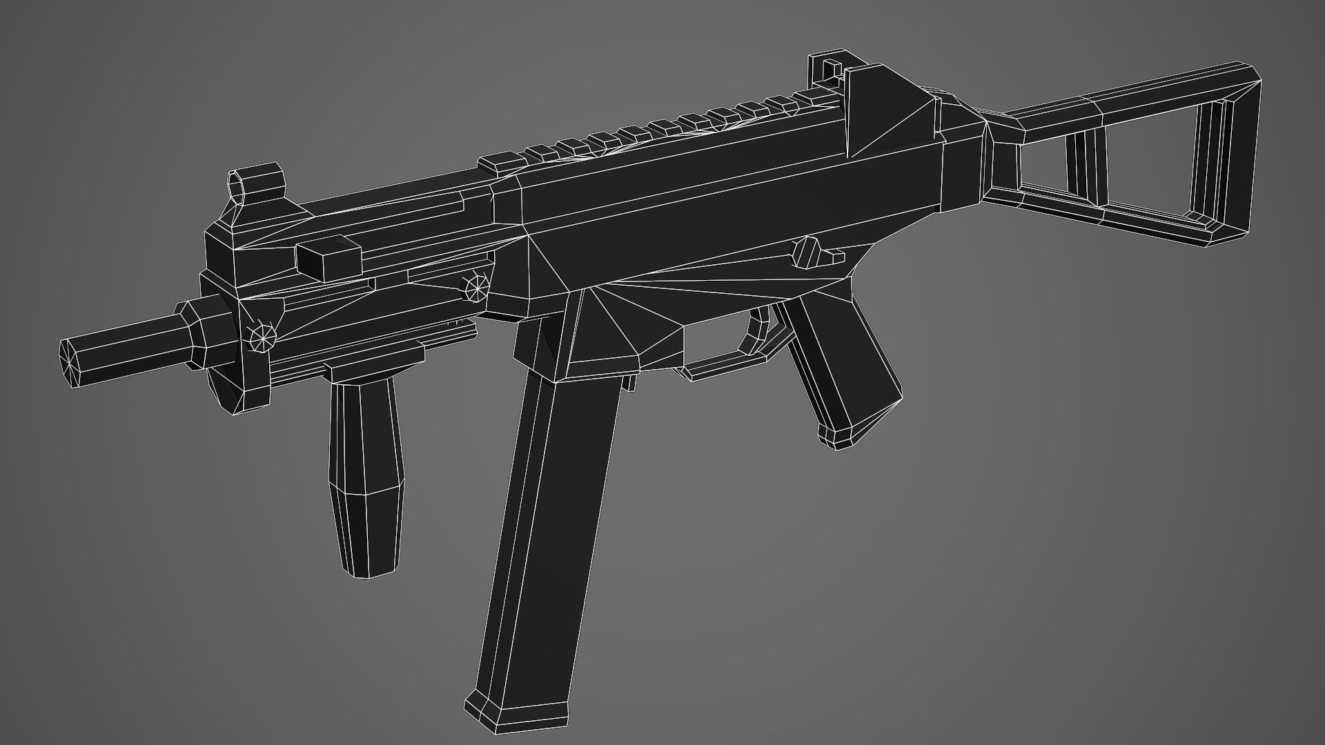 Stylized HK UMP-45 SMG Low Poly Mobile Ready Low-poly 3D model_7