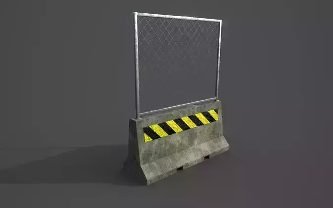 Concrete barrier  Low-poly 3D model