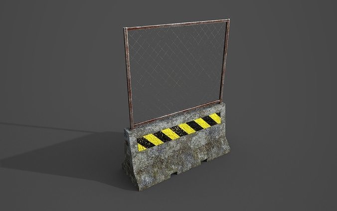Concrete barrier  Low-poly 3D model