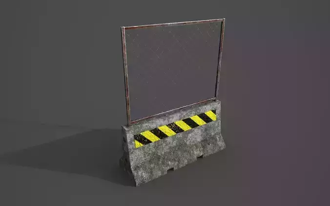 Concrete barrier  Low-poly 3D model