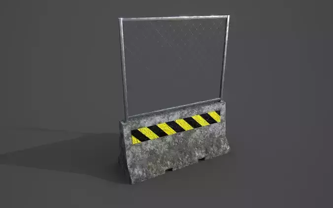 Concrete barrier  Low-poly 3D model