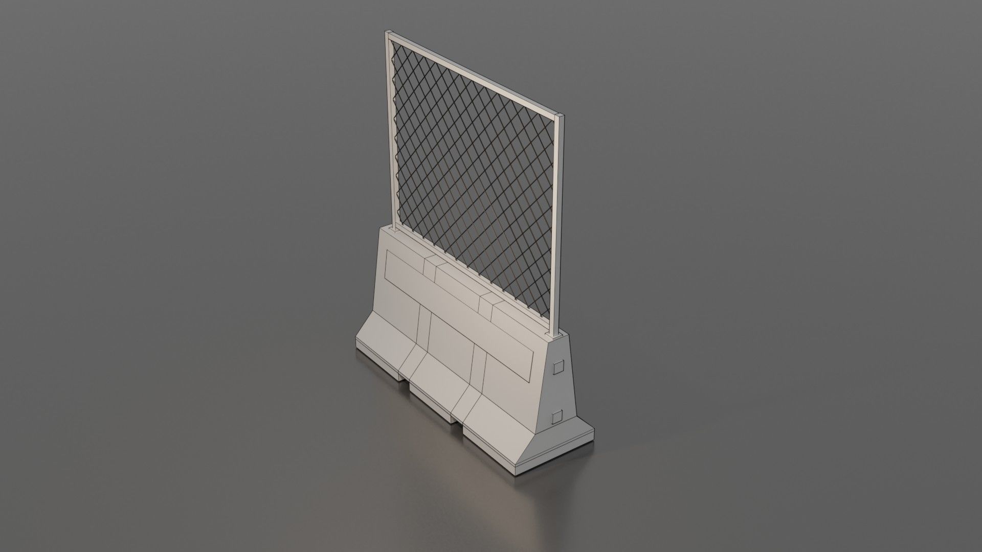 Concrete barrier  Low-poly 3D model_7