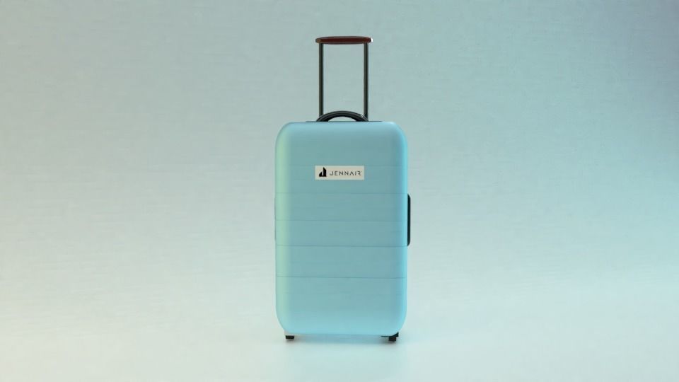 Suitcase on wheels 3D model_2