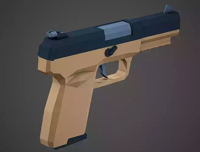 Stylized FiveSeven Pistol Low Poly Mobile Ready Low-poly 3D model
