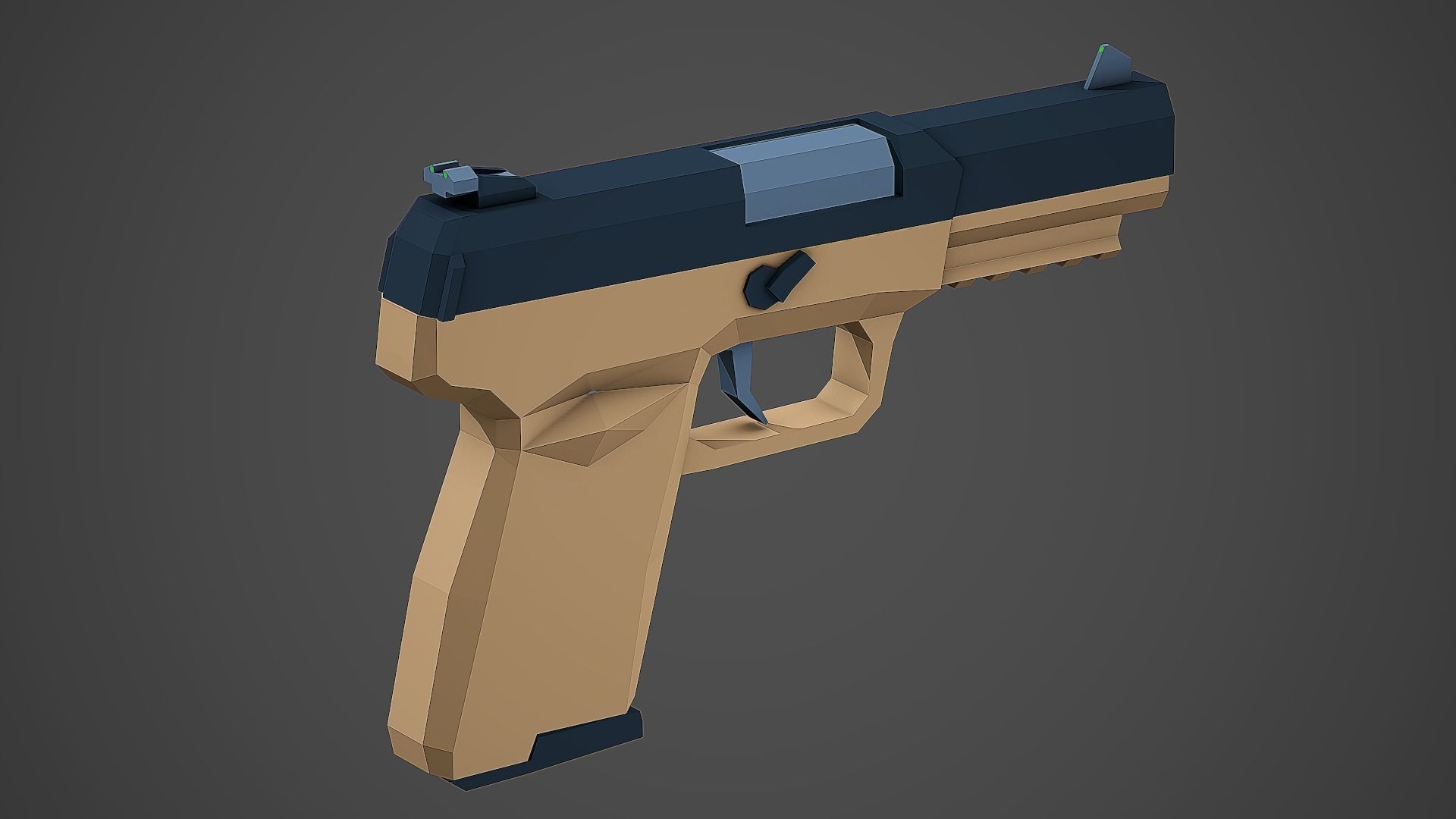 Stylized FiveSeven Pistol Low Poly Mobile Ready Low-poly 3D model_1