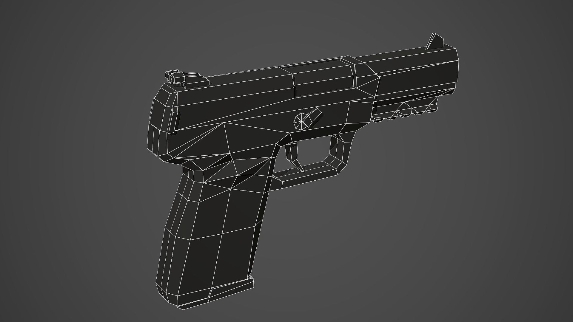 Stylized FiveSeven Pistol Low Poly Mobile Ready Low-poly 3D model_6