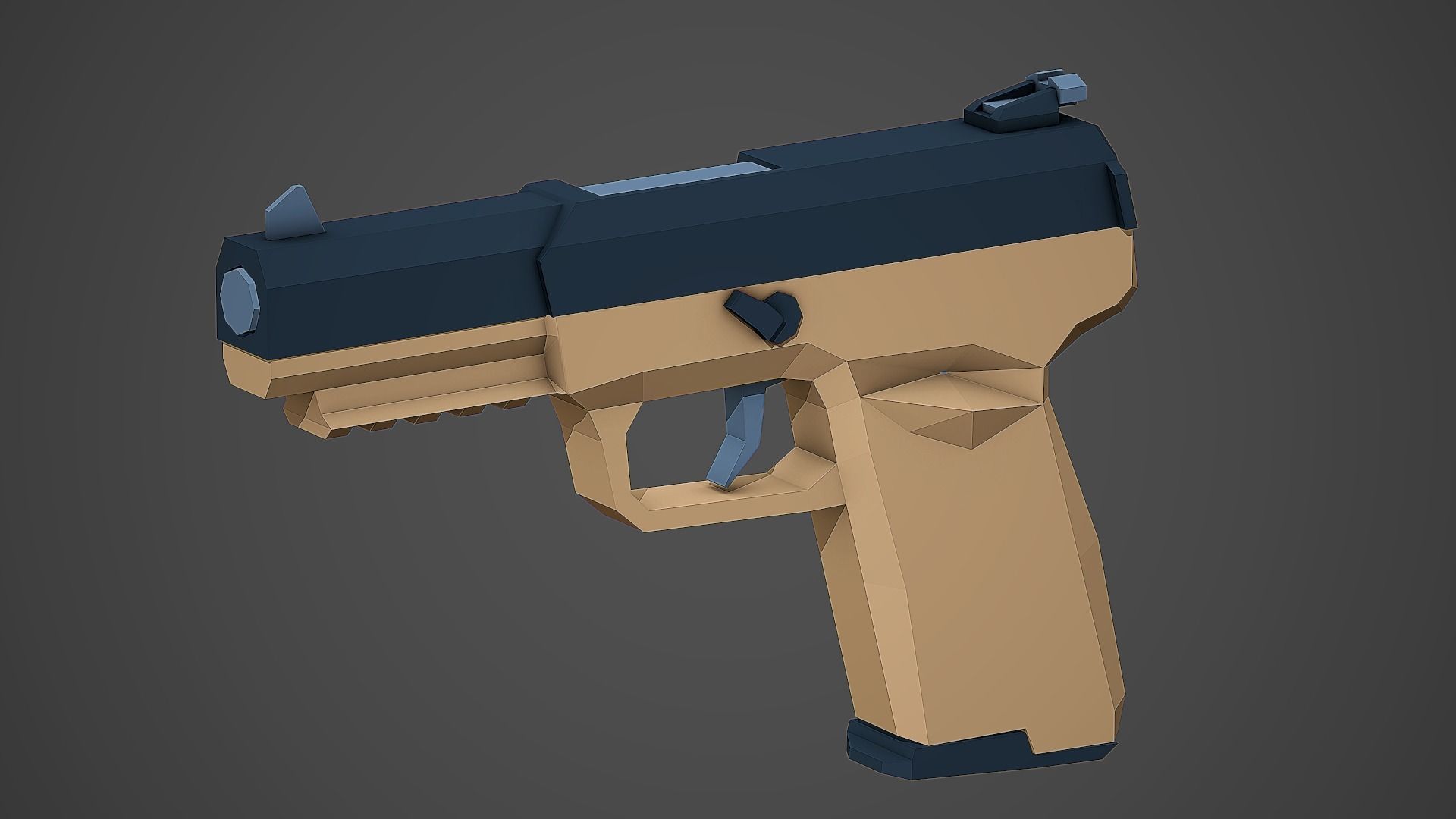 Stylized FiveSeven Pistol Low Poly Mobile Ready Low-poly 3D model_2