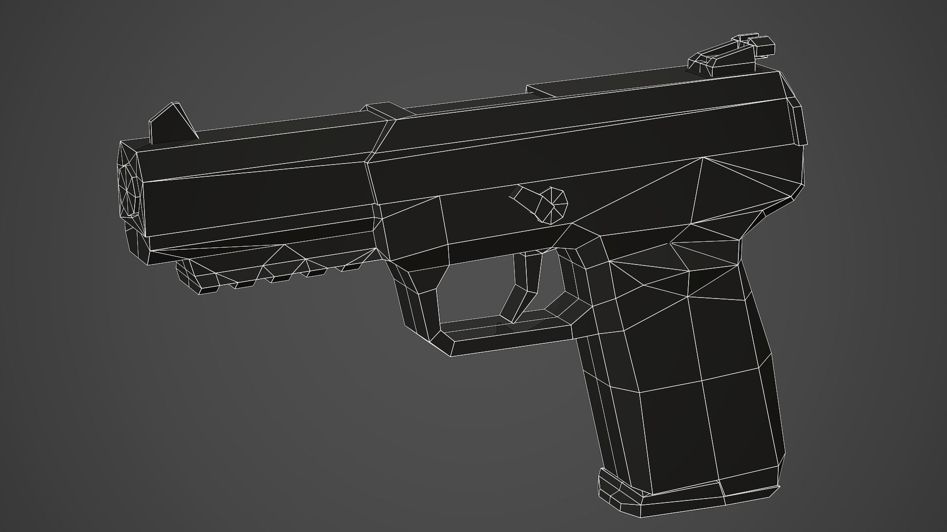 Stylized FiveSeven Pistol Low Poly Mobile Ready Low-poly 3D model_7