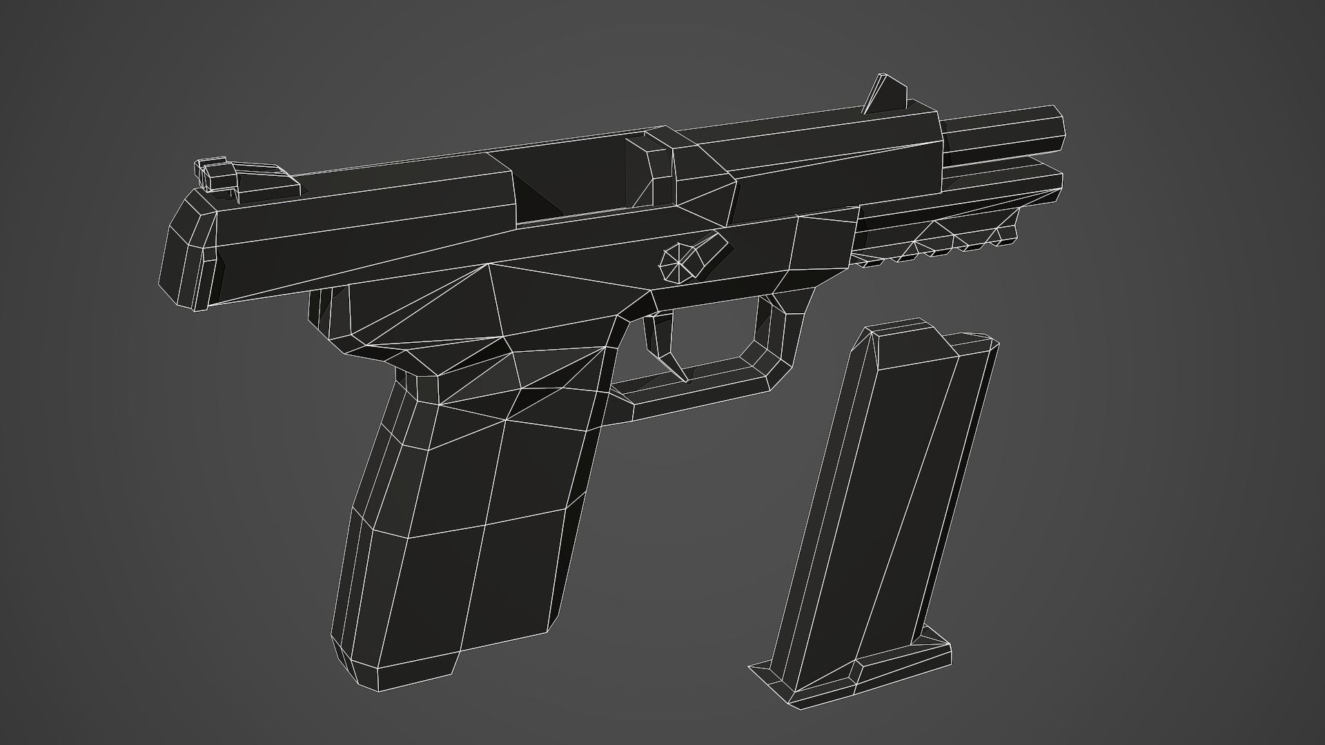 Stylized FiveSeven Pistol Low Poly Mobile Ready Low-poly 3D model_8
