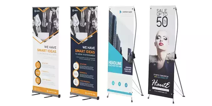 Advertising Banner Stands BLENDER 3D Model Cycles