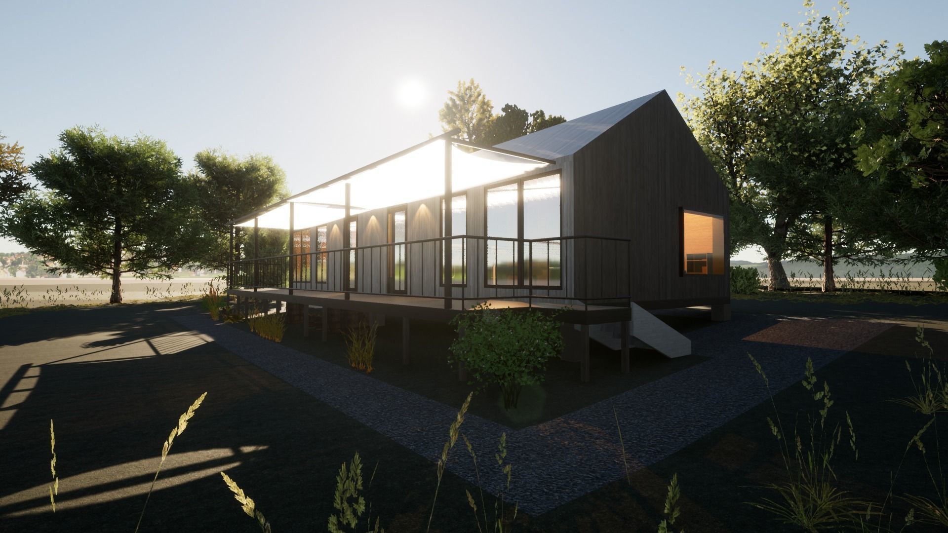 Revit Modern country house 1 3D model_4