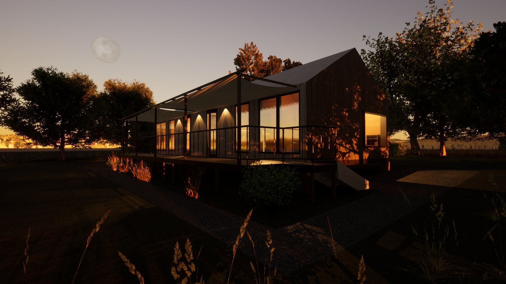 Revit Modern country house 1 3D model_3