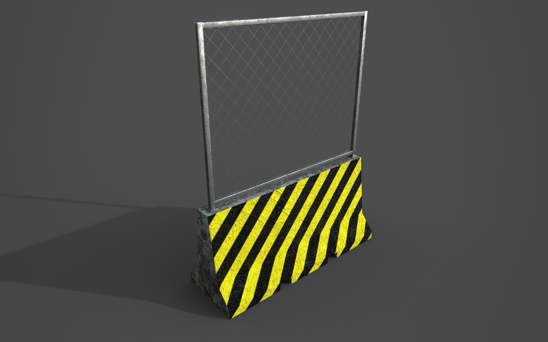 Concrete barrier  Low-poly 3D model_21