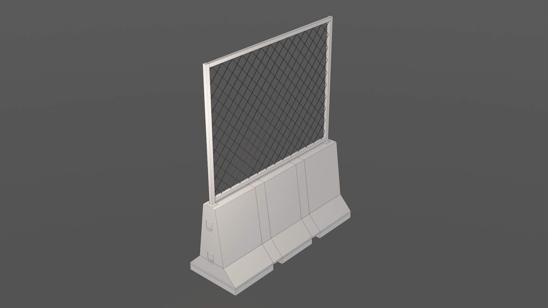Concrete barrier  Low-poly 3D model_1