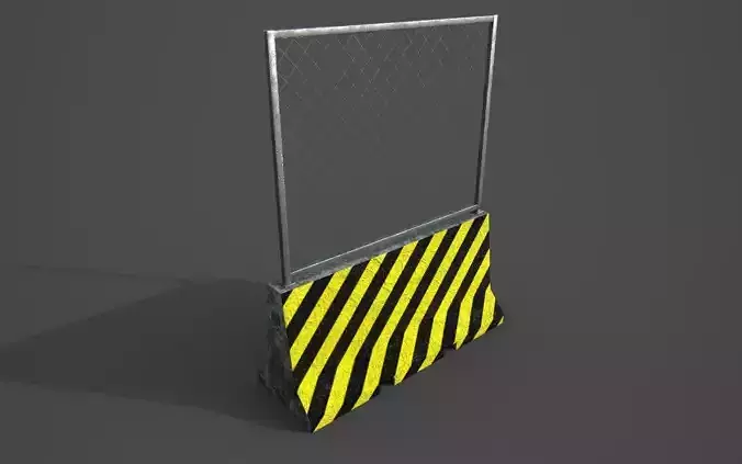 Concrete barrier  Low-poly 3D model