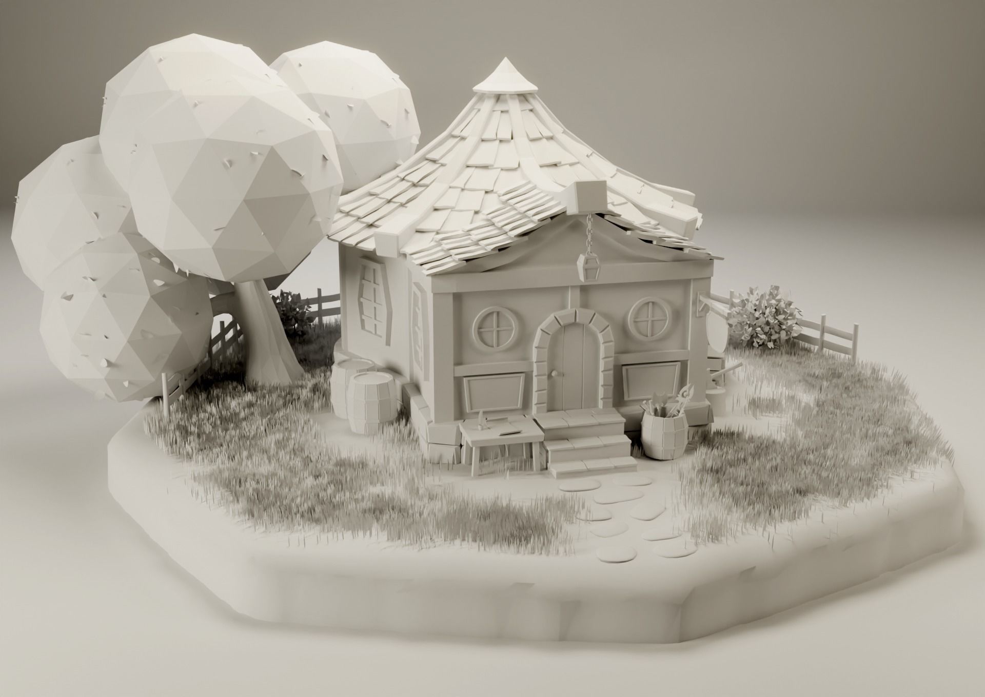 Fantasy Tavern Low-poly 3D model_9