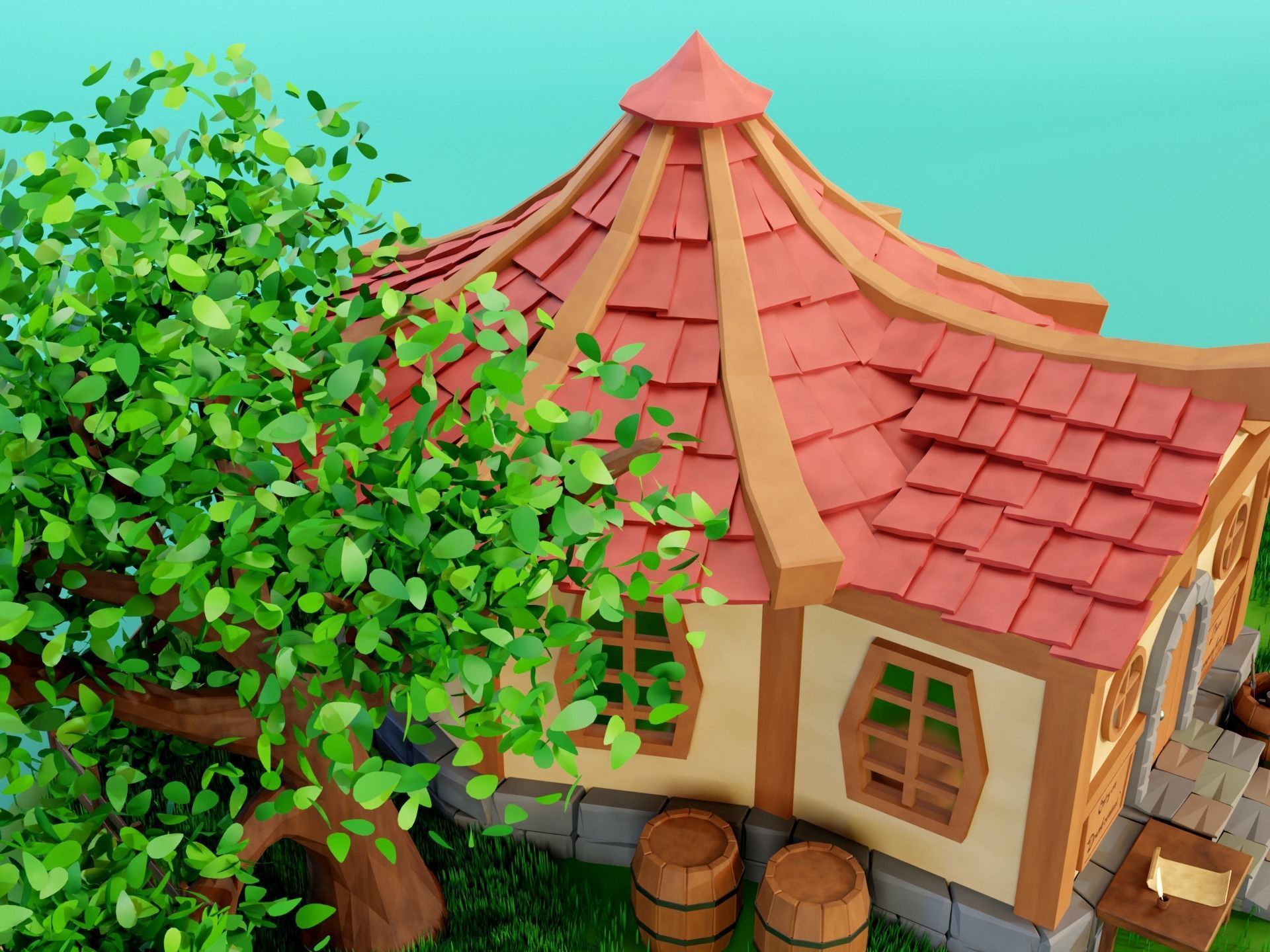 Fantasy Tavern Low-poly 3D model_7