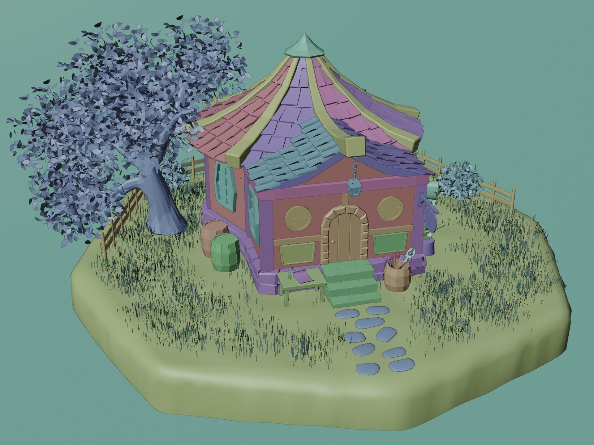 Fantasy Tavern Low-poly 3D model_10