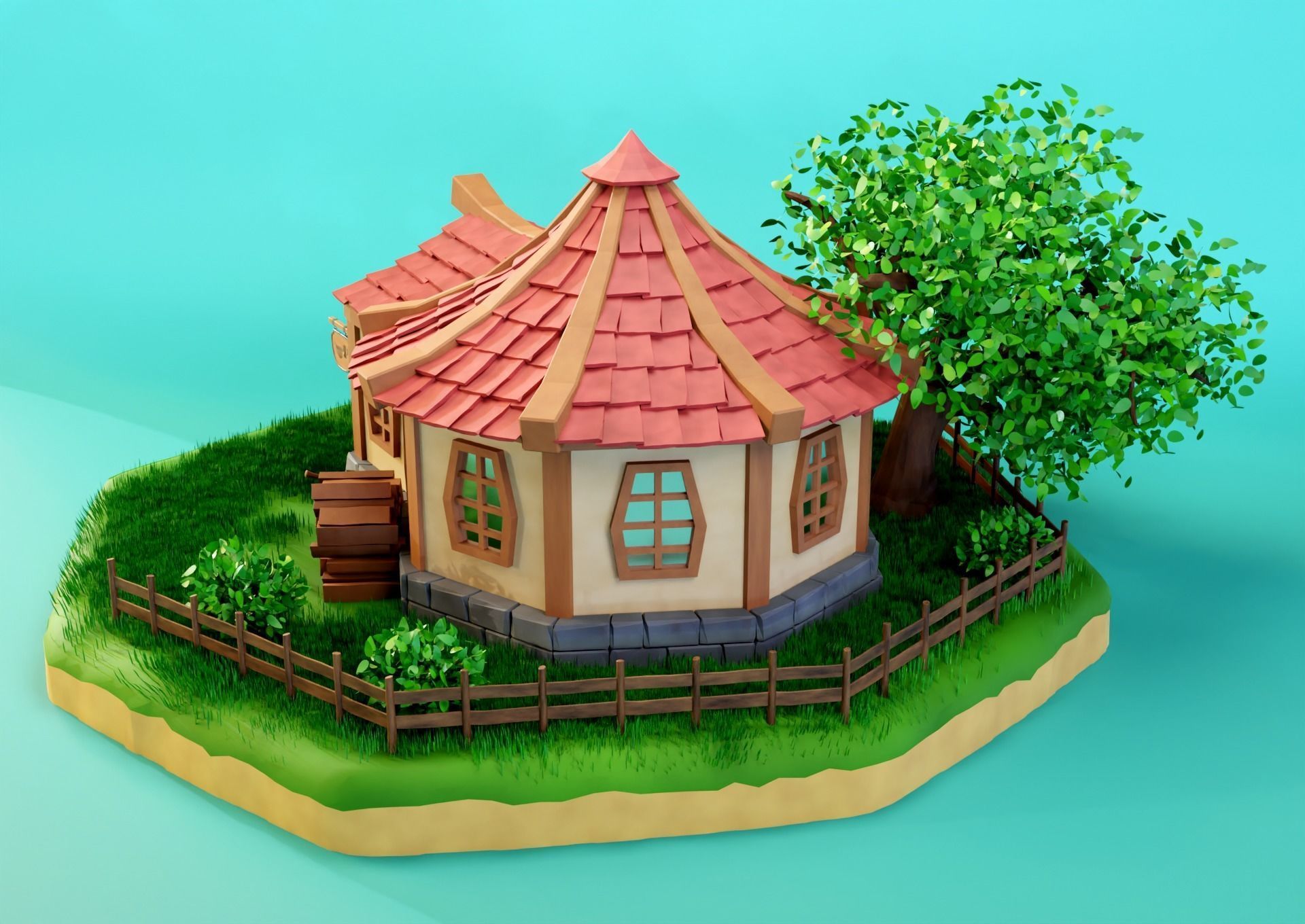 Fantasy Tavern Low-poly 3D model_3