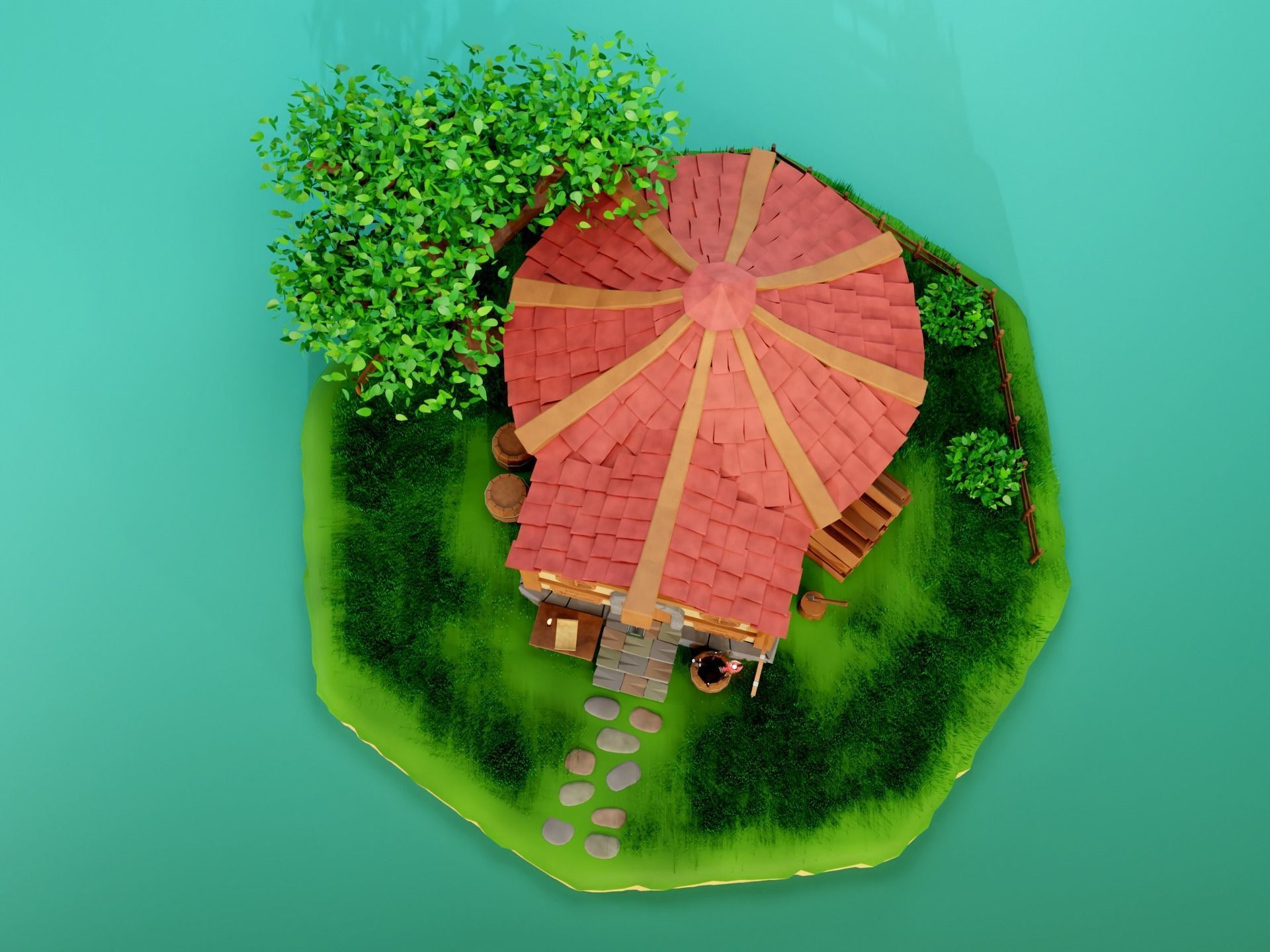 Fantasy Tavern Low-poly 3D model_4