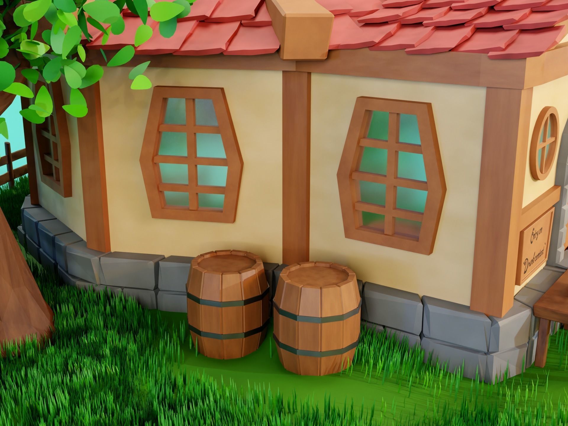 Fantasy Tavern Low-poly 3D model_6