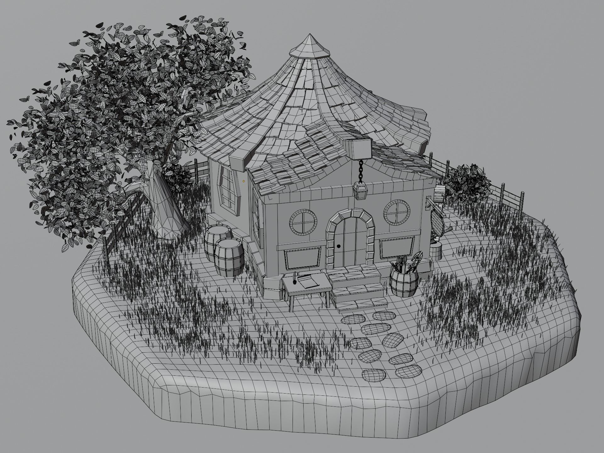 Fantasy Tavern Low-poly 3D model_11