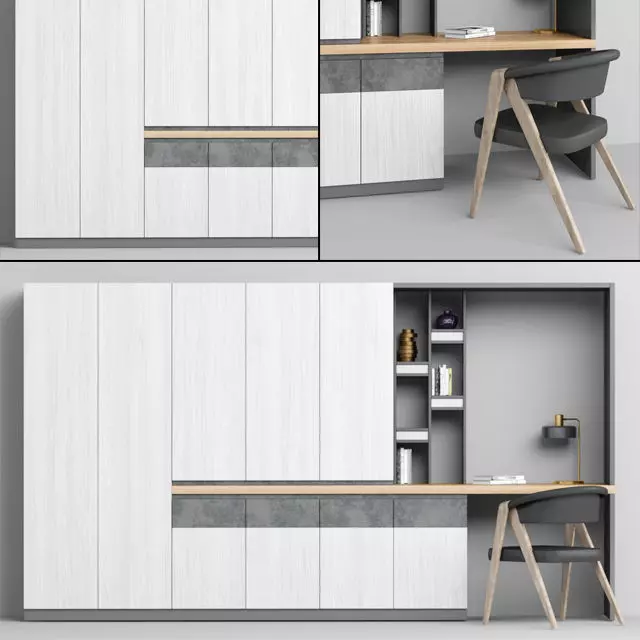 Garderob 2 office with cabinets and desk 3D model