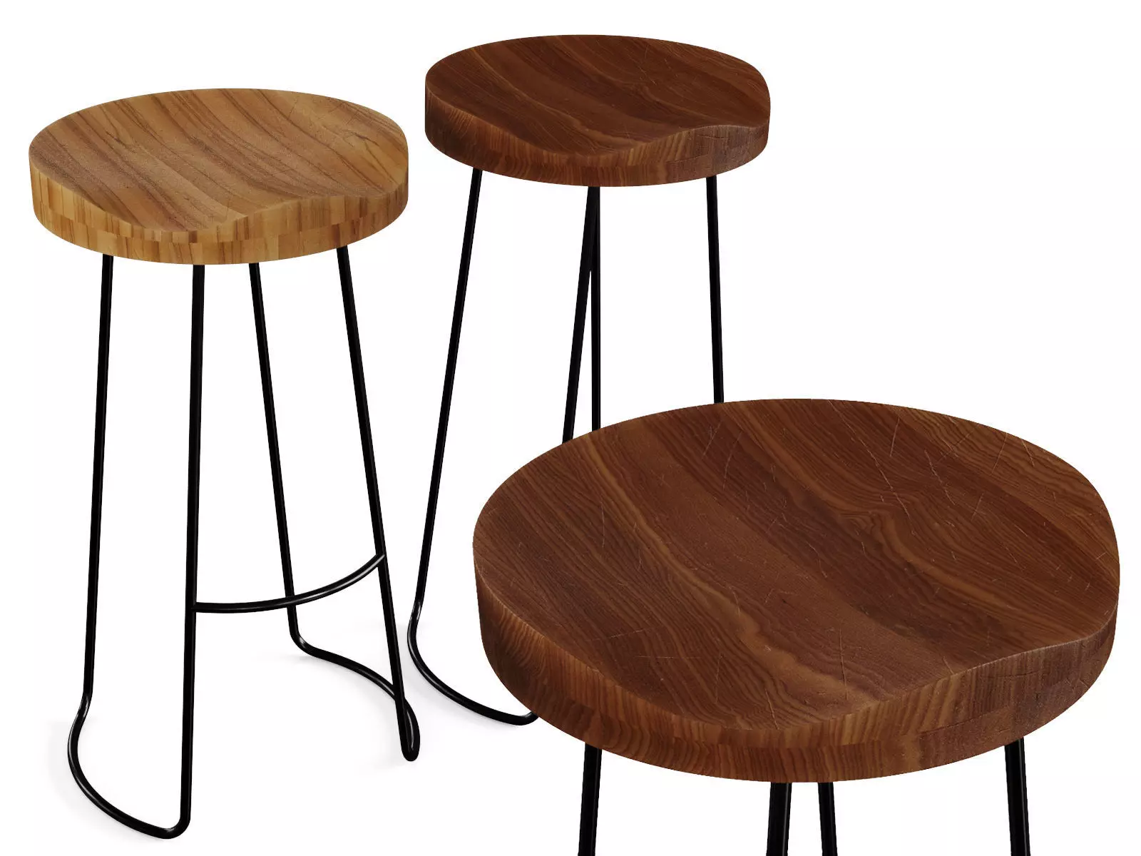 Wooden Bar Stool 3D model_0