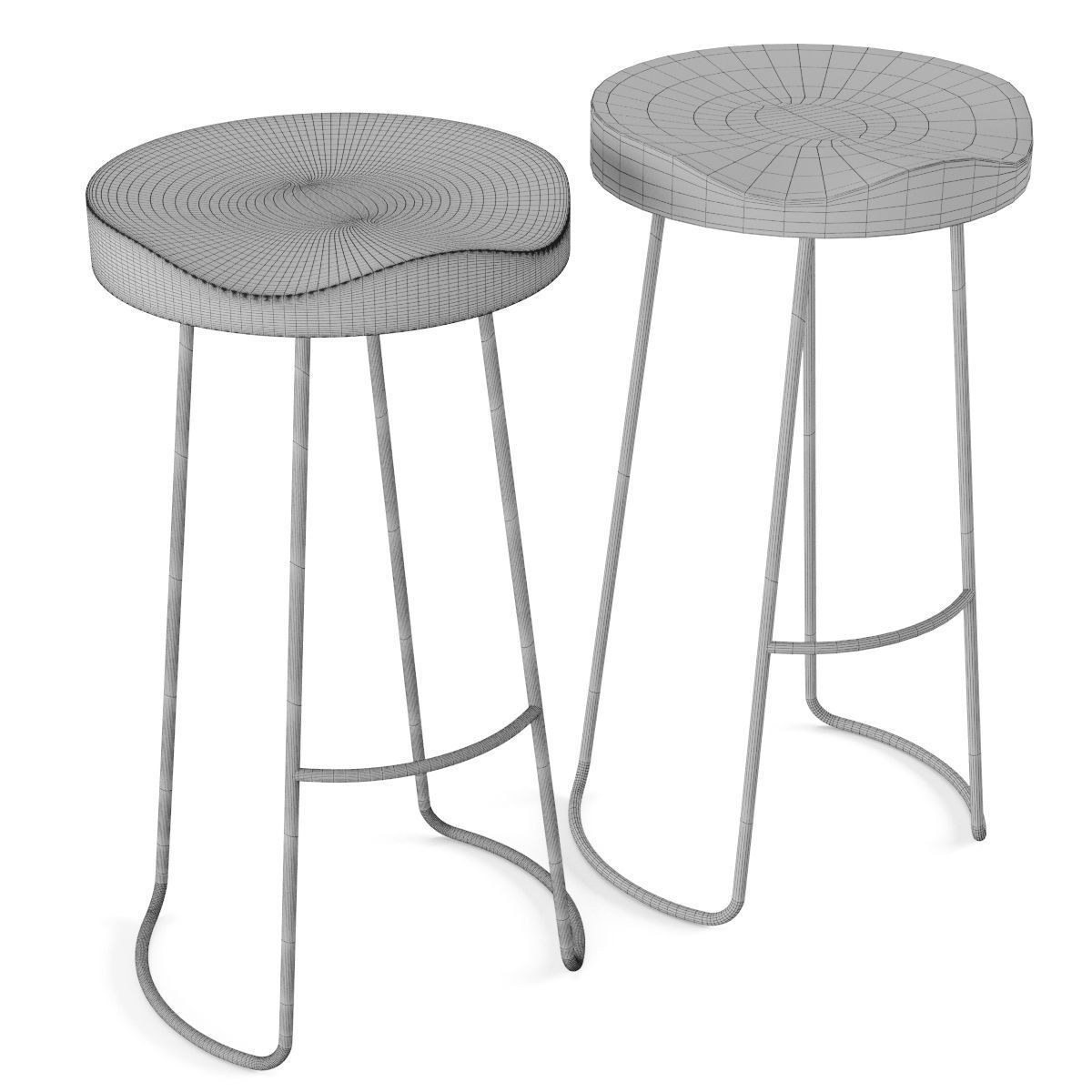 Wooden Bar Stool 3D model_4