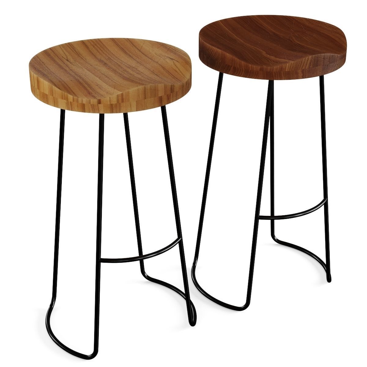 Wooden Bar Stool 3D model_1