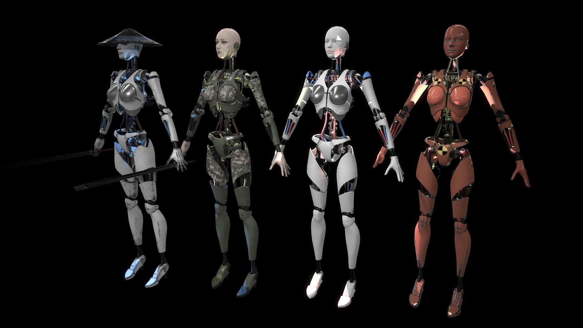 ROBOT GIRL Low-poly 3D model_5