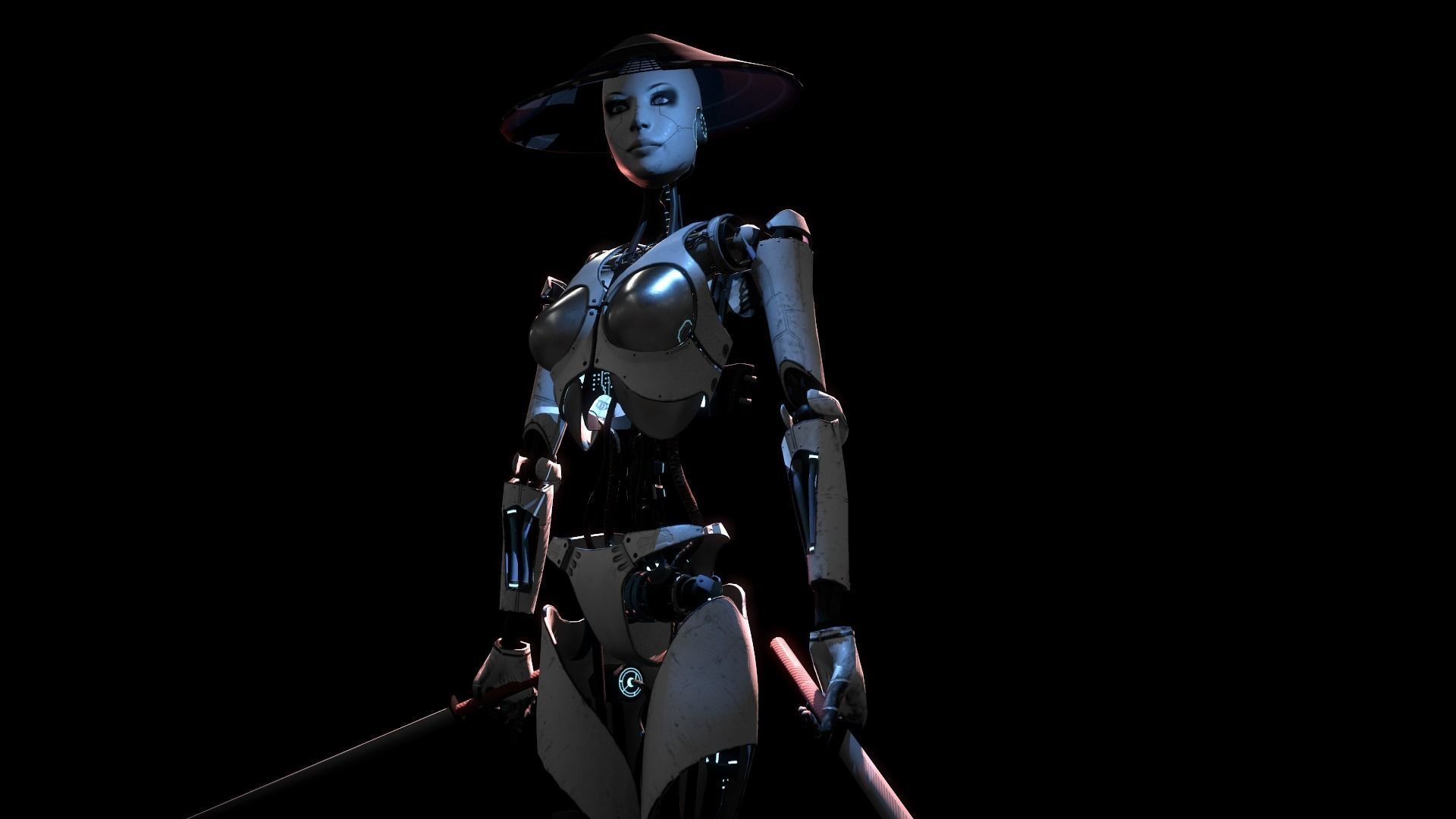 ROBOT GIRL Low-poly 3D model_9