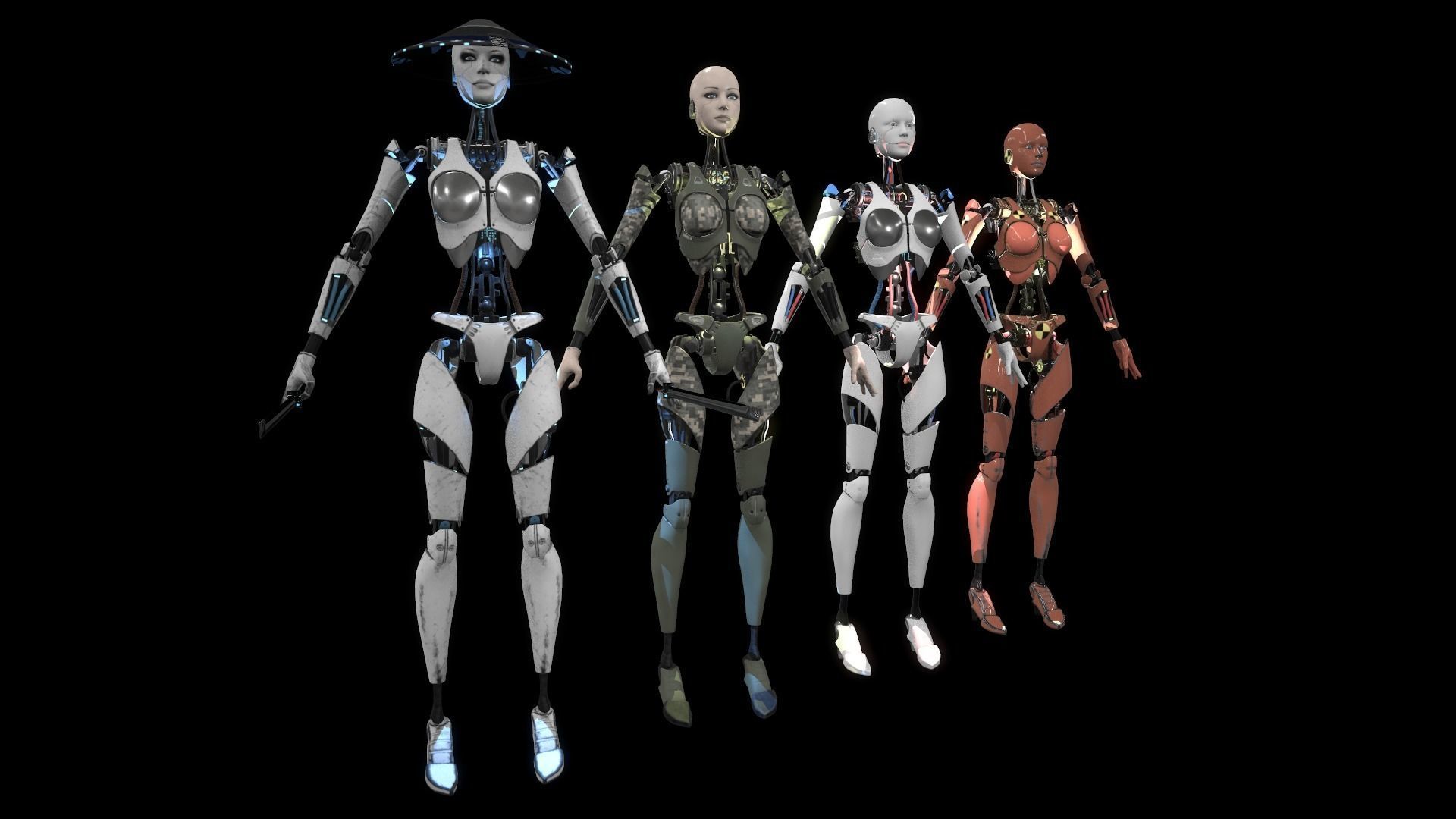 ROBOT GIRL Low-poly 3D model_0