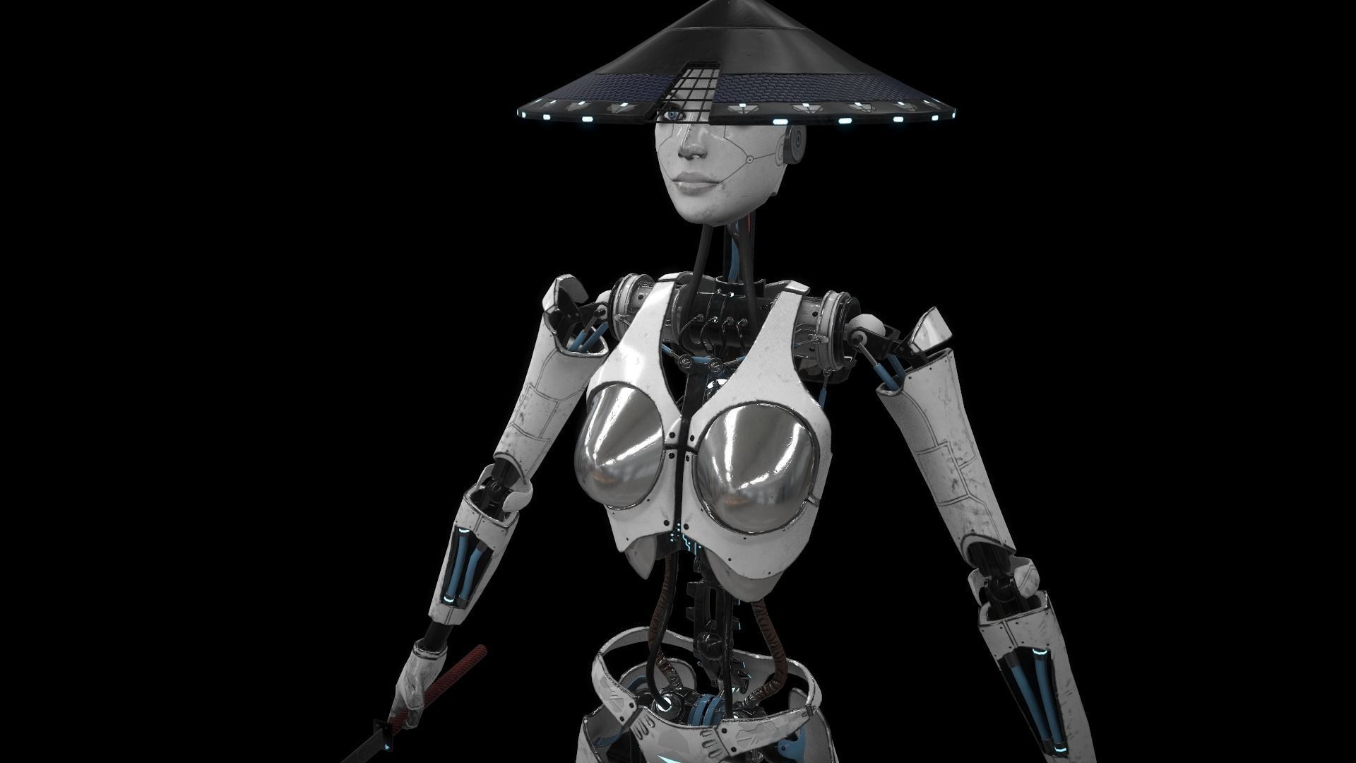 ROBOT GIRL Low-poly 3D model_2