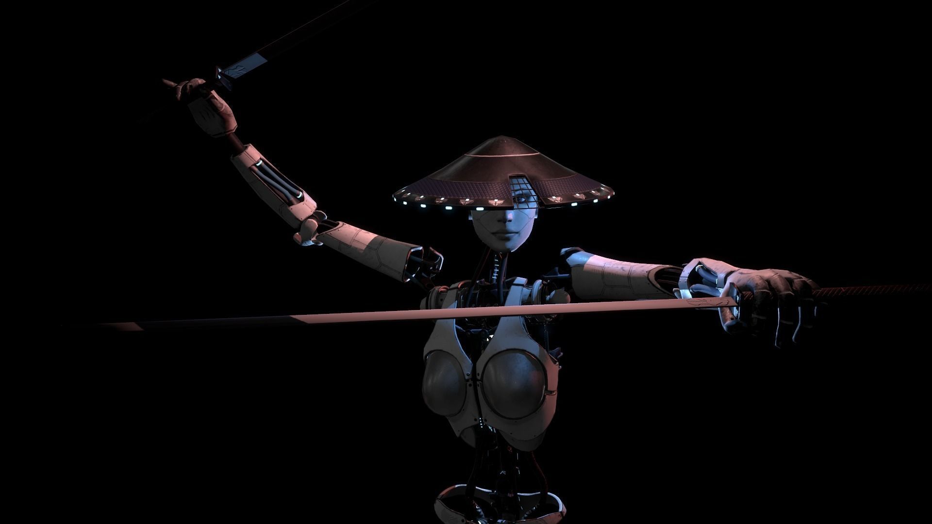 ROBOT GIRL Low-poly 3D model_13