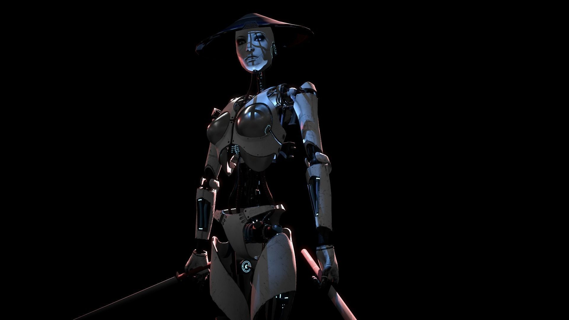 ROBOT GIRL Low-poly 3D model_8