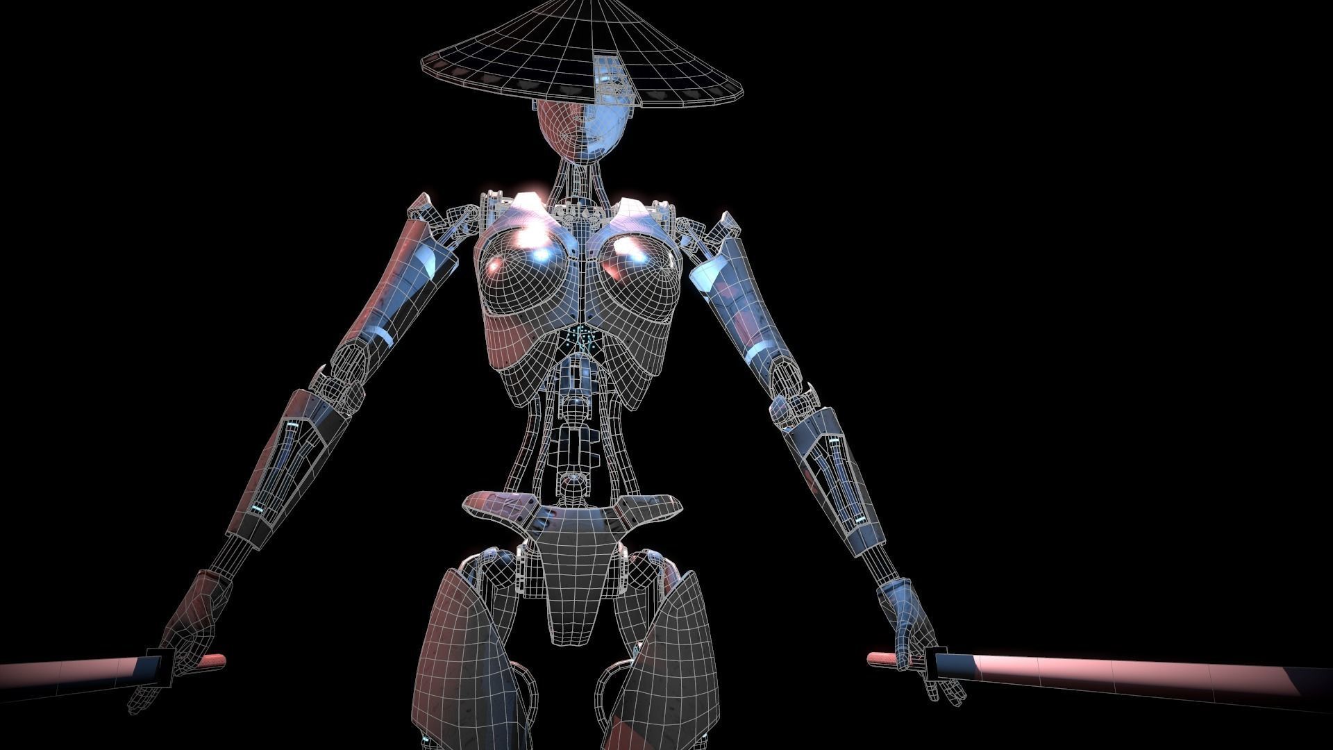 ROBOT GIRL Low-poly 3D model_6