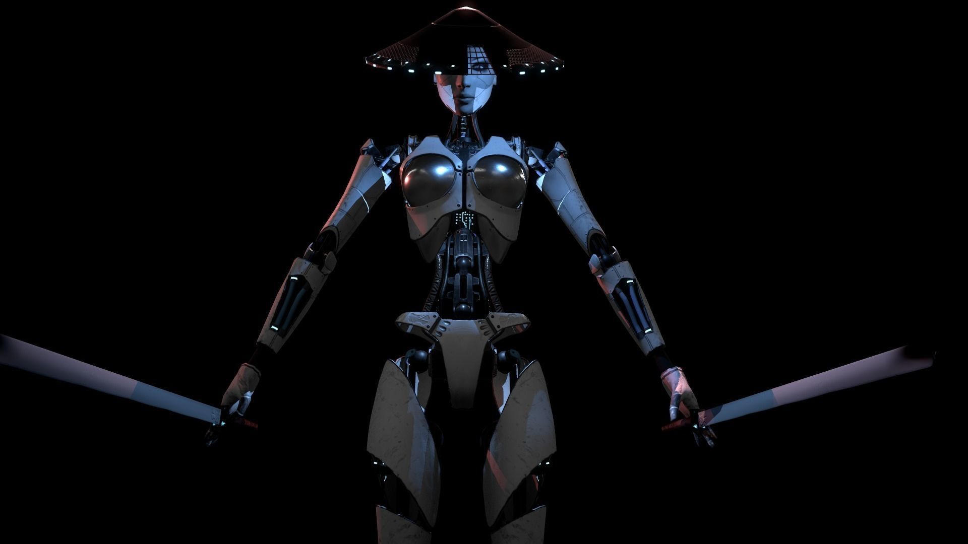 ROBOT GIRL Low-poly 3D model_14