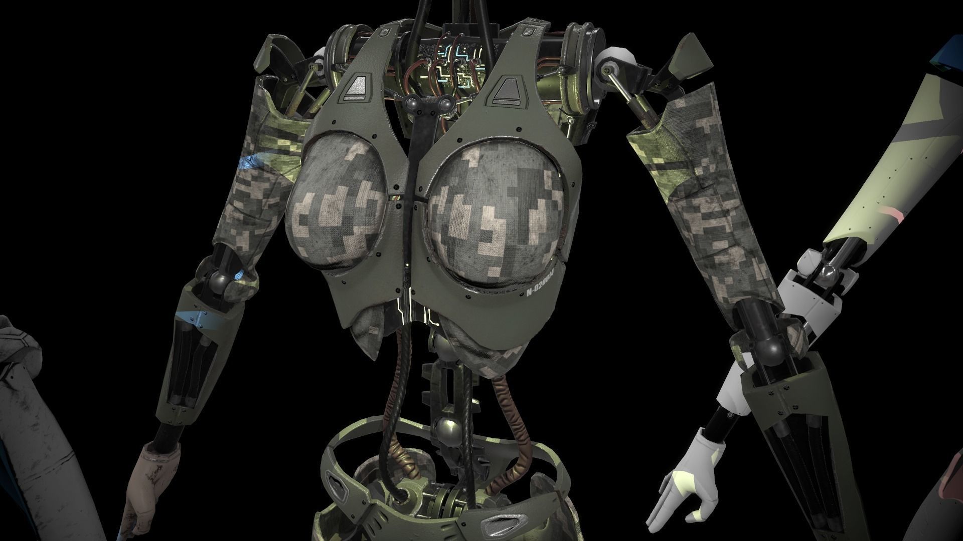 ROBOT GIRL Low-poly 3D model_4
